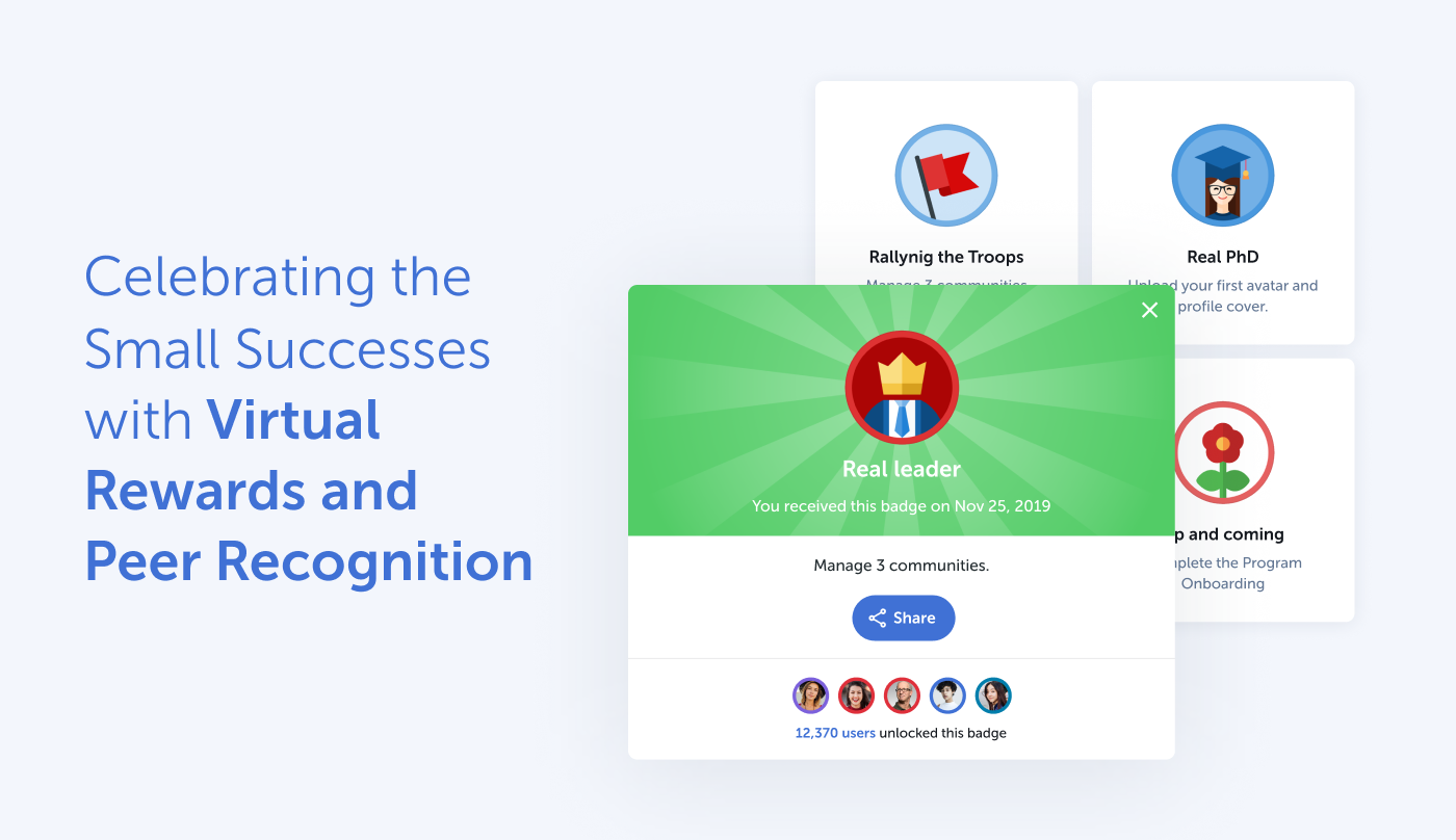 the Rallyware platform features virtual rewards and peer recognition 