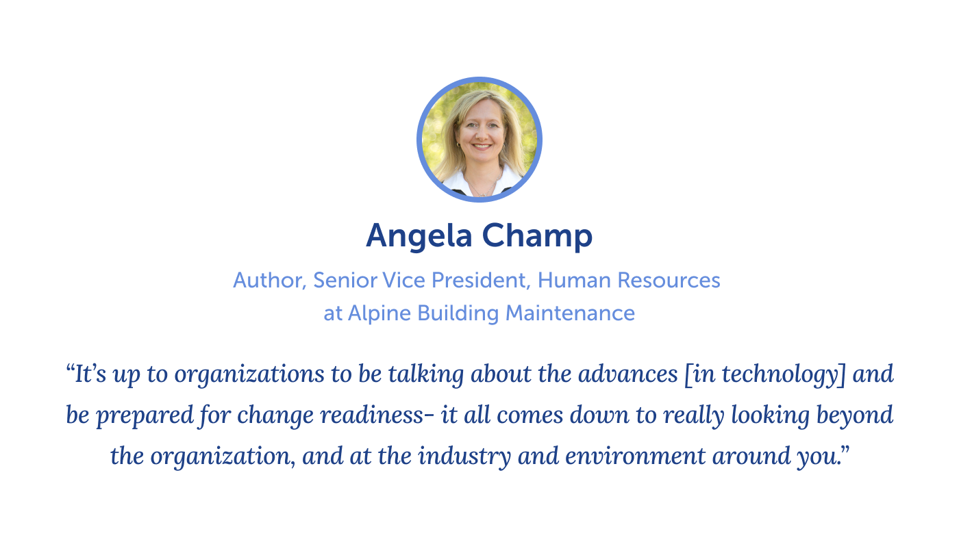 Quote from Angela Champ on reskilling and upskilling