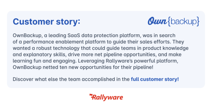 retail sales enablement customer story about Rallyware customer OwnBackup