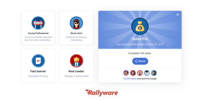 an example of badges as gamification for sales teams