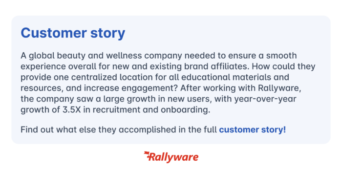 Rallyware customer story highlighting the power of direct selling training